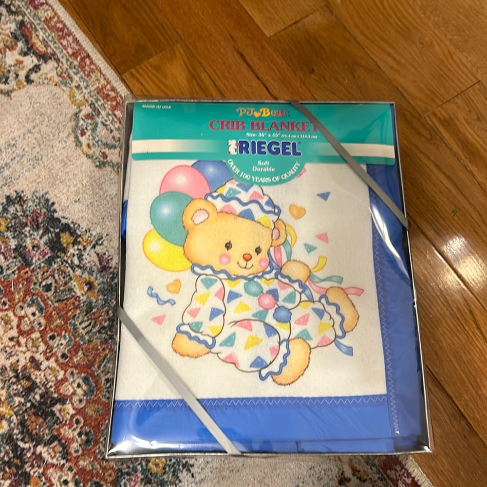Vintage PJ Bear Crib Blanket